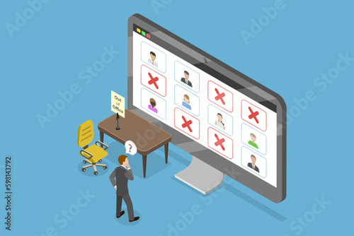 3D Isometric Flat Vector Conceptual Illustration of Out Of Office, Tracking Employee Leaves
