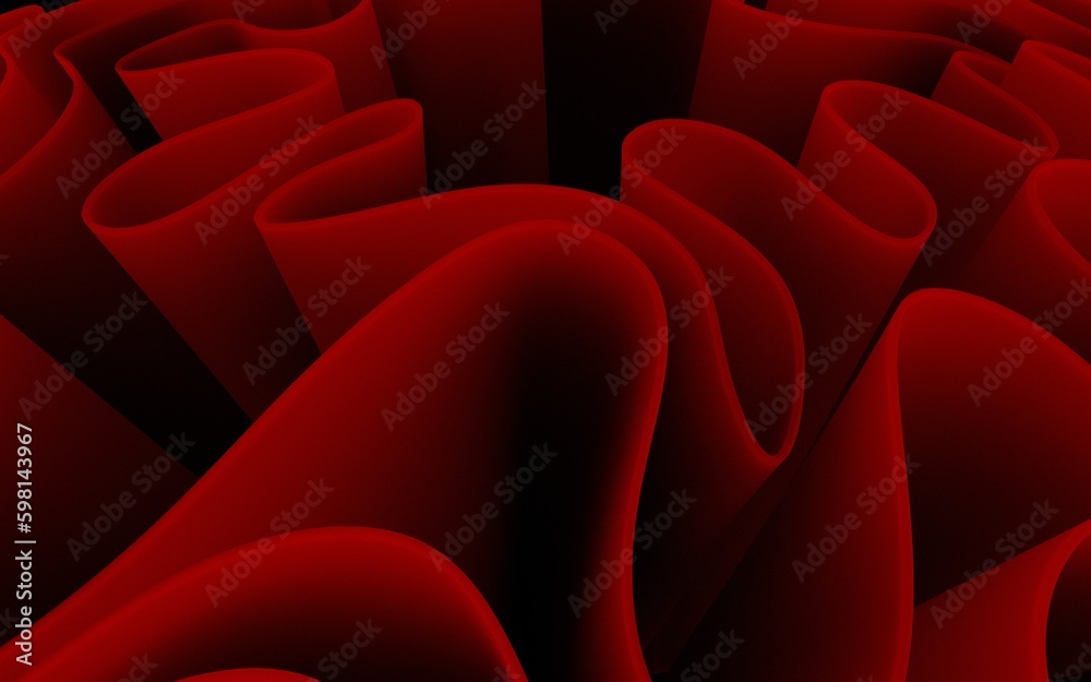 Obraz premium Red, abstract swirl wavy shape object, luxurious stylized background, wallpaper
