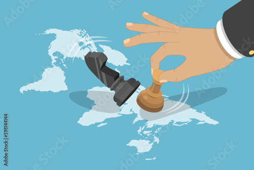 3D Isometric Flat Vector Conceptual Illustration of Decisive Business Step, Success Strategy