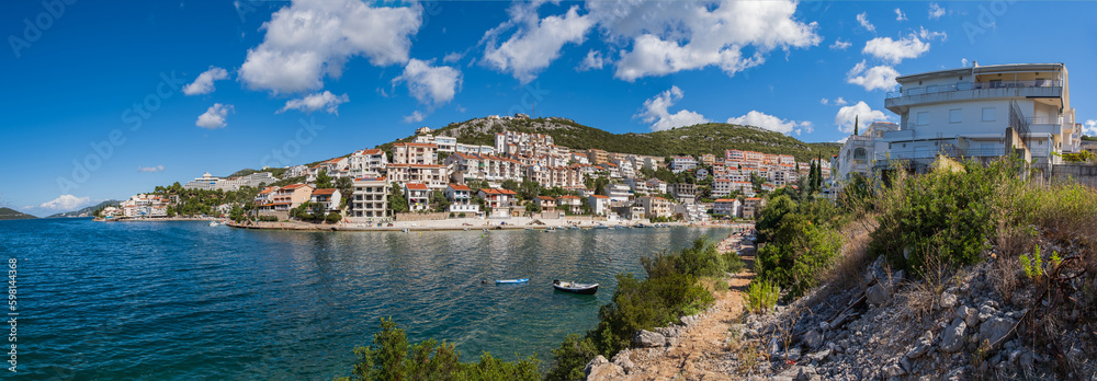 NEUM, BOSNIA AND HERZEGOVINA, a seaside resort on the Adriatic Sea, is the only coastal access in Bosnia and Herzegovina. Long exposure picture, september 2020