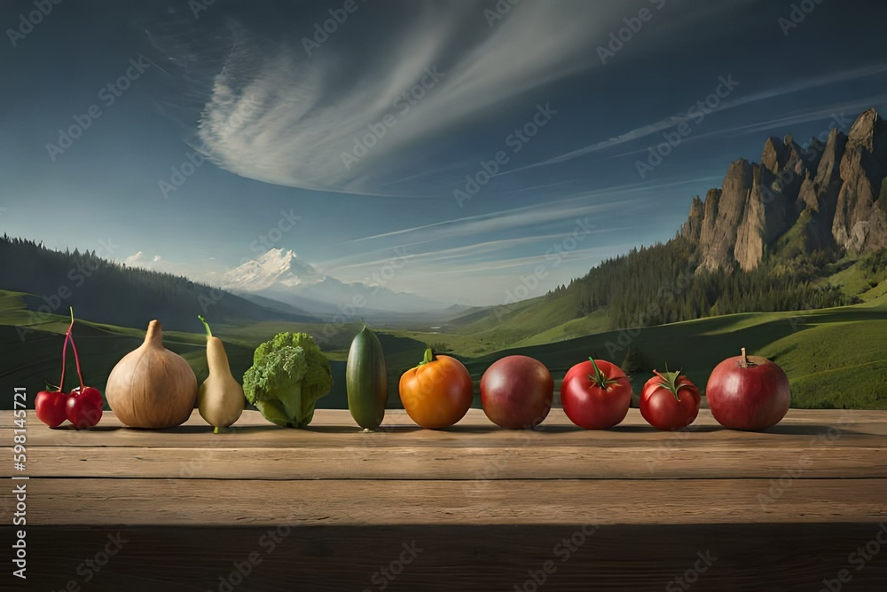 vegetables on the wooden table 