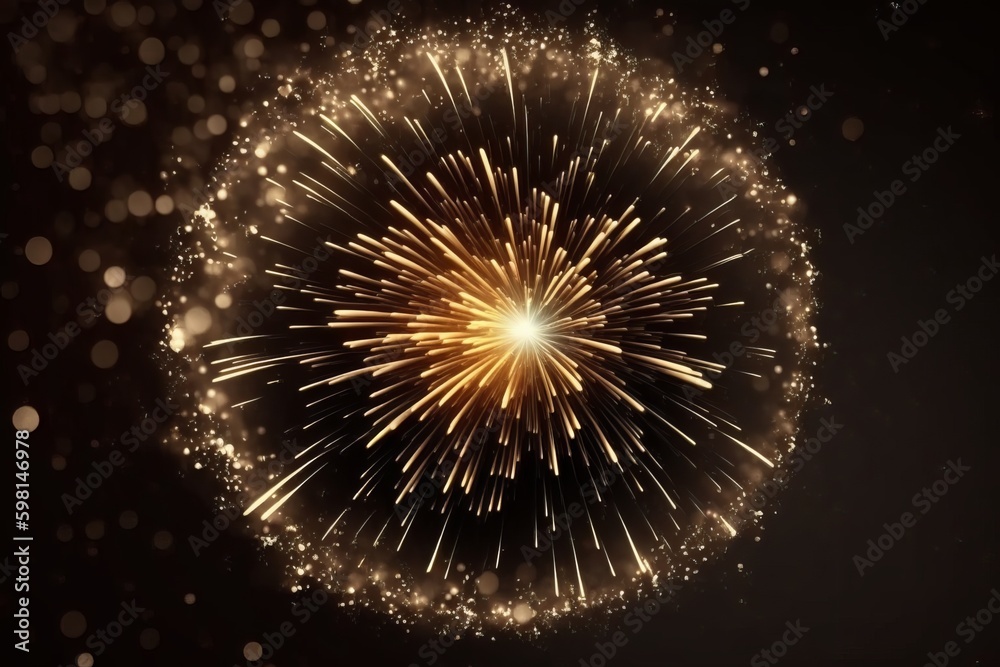 Glowing Golden Fireworks Show in the Night Sky - Generative AI Glowing Golden Fireworks Show in the Night Sky - Generative AI