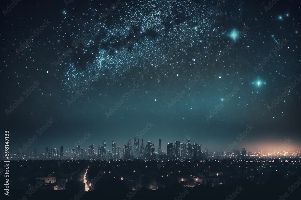 Starry Night Sky - Generative AI - obrazy, fototapety, plakaty 