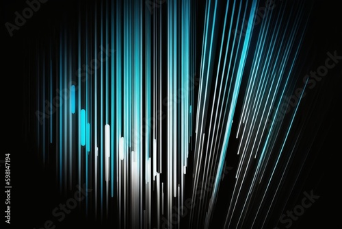 Blue Light and Stripes in Motion on a Black Background - Generative AI