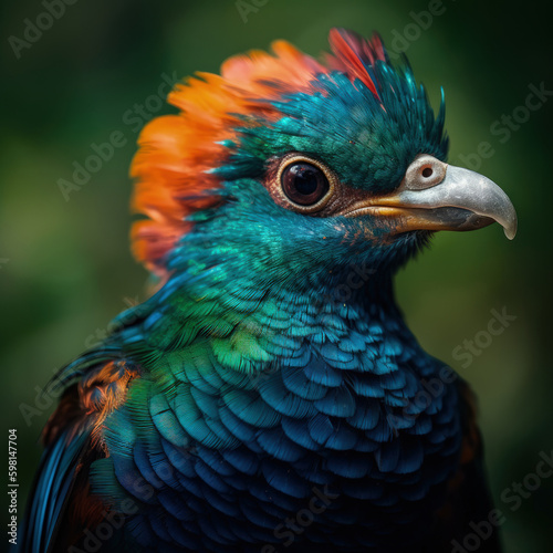 Stunning colorful bird portrait illustration made with Generative AI  © Santasombra