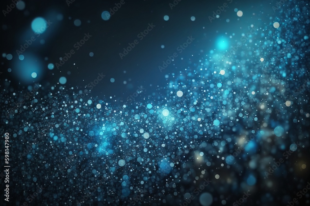 Futuristic Blue Bokeh Glitter Particles in Space - Generative AI
