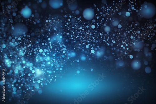 Futuristic Blue Bokeh Particles Glitter Awards Dust Gradient Abstract Background - Generative AI © Rysak