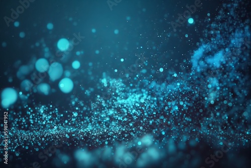 Futuristic Blue Bokeh Particles Glitter Awards Dust Gradient Abstract Background - Generative AI