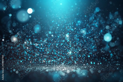 Futuristic Blue Bokeh Particles Glitter Awards Dust Gradient Abstract Background - Generative AI