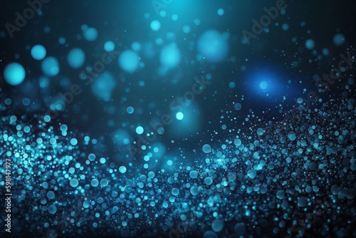 Futuristic Blue Bokeh Particles Glittering in Space Abstract Background - Generative AI