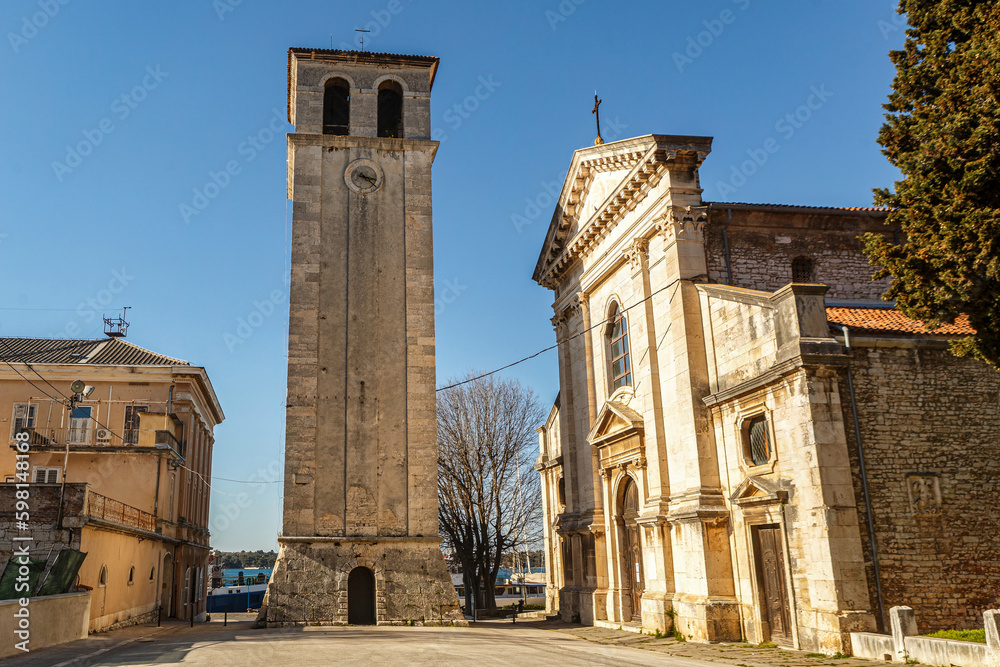 View at Church of Our Lady of the Sea in Pula, Istria, Croatia in early spring