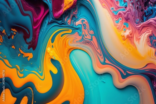 Colorful Fluid Painting Abstract Texture - Generative AI