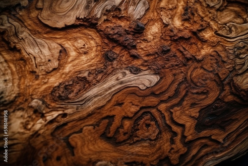 Rich and intricate texture of a natural surface of wood
