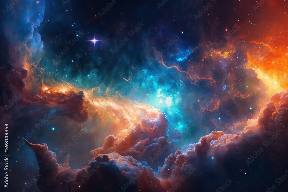 Obraz premium Colorful Starry Night Sky Outer Space Background - Generative AI
