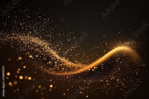 Slow Motion Golden Glitter and Stars on Black Universe Background - Generative AI