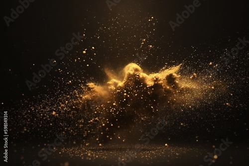 Slow Motion Golden Glitter: A Universe of Gold Dust and Stars on Black Background - Generative AI