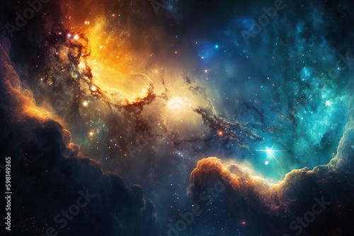 Colorful Starry Night Sky Outer Space Background - Generative AI © Rysak