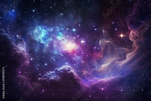 Colorful Starry Night Sky Outer Space Background Texture - Generative AI