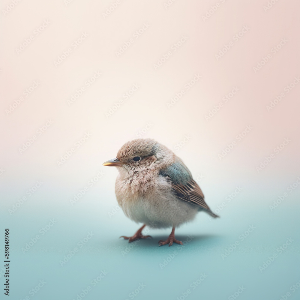 Cute bird. Set of funny pet animals isolated on colorful background. Generative AI.