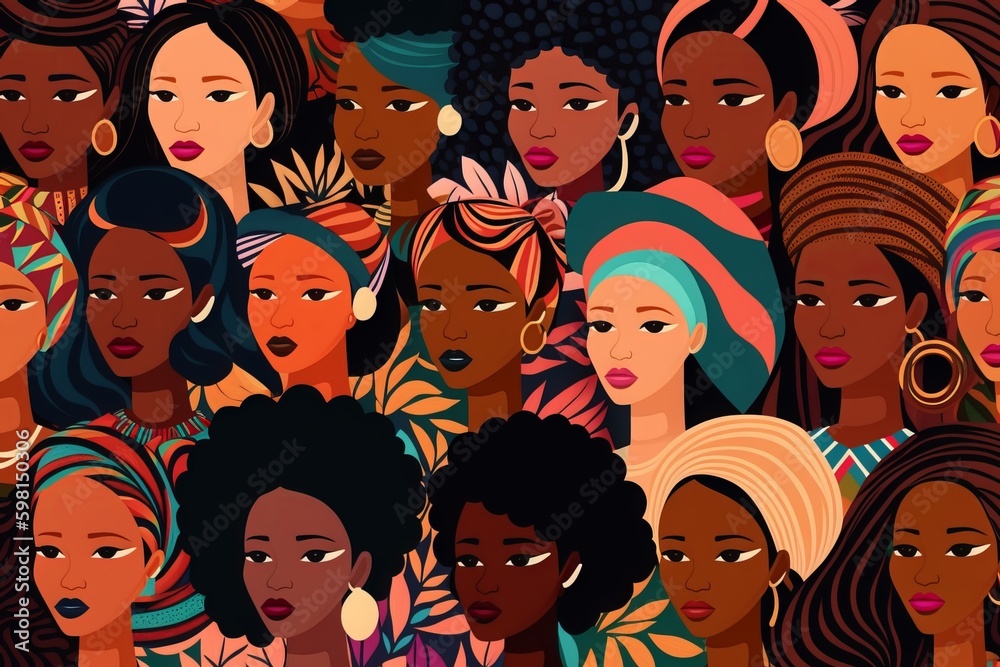 Seamless of African American Women Faces