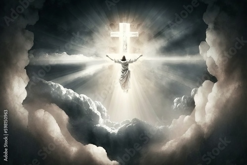 Resurrection - Jesus Ascends to Heaven Scene - Generative AI