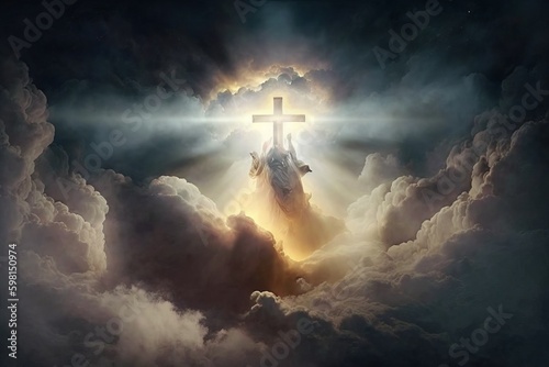 Resurrection - Jesus Ascends to Heaven Scene - Generative AI