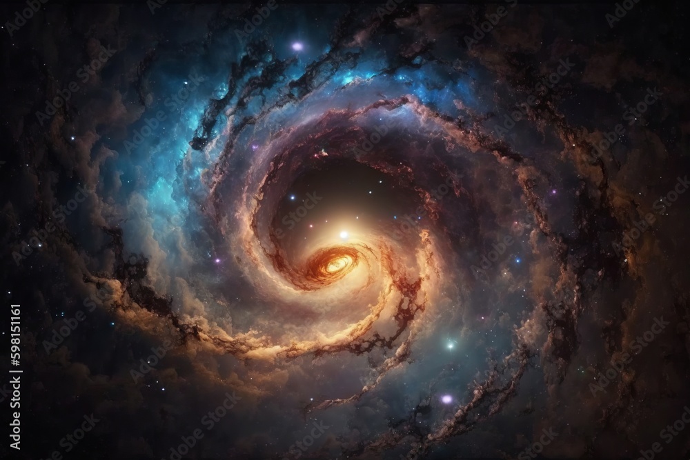 4K Looping Animation of Galaxy Exploration Through Glowing Nebulae Clouds and Stars Field