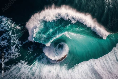 Powerful Breaking Wave in Nazaré Sea - Generative AI