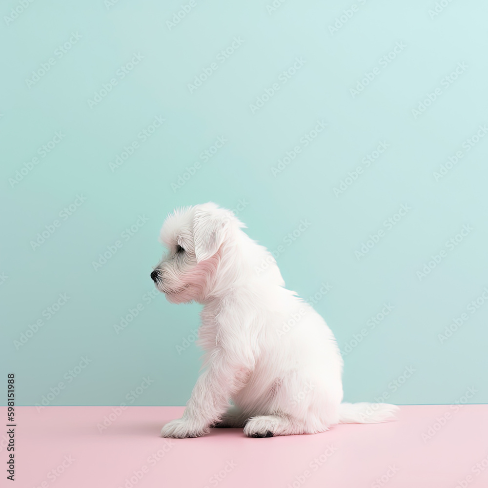 Cute dog. Set of funny pet animals isolated on colorful background. Generative AI. Cute dog. Set of funny pet animals isolated on colorful background. Generative AI.