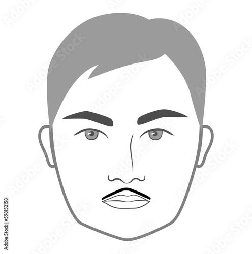Pencil mustache Beard style men face illustration Facial hair. Vector grey black portrait male Fashion template flat barber collection set. Stylish hairstyle isolated outline on white Generative AI