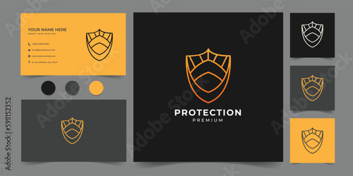 shield or protection logo in simple mono line and modern style sun protection