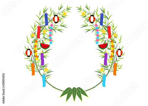 笹飾りの七夕リースフレーム