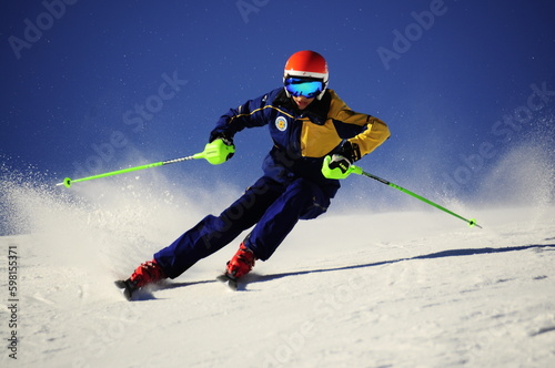 esquiando a tope de velocidad