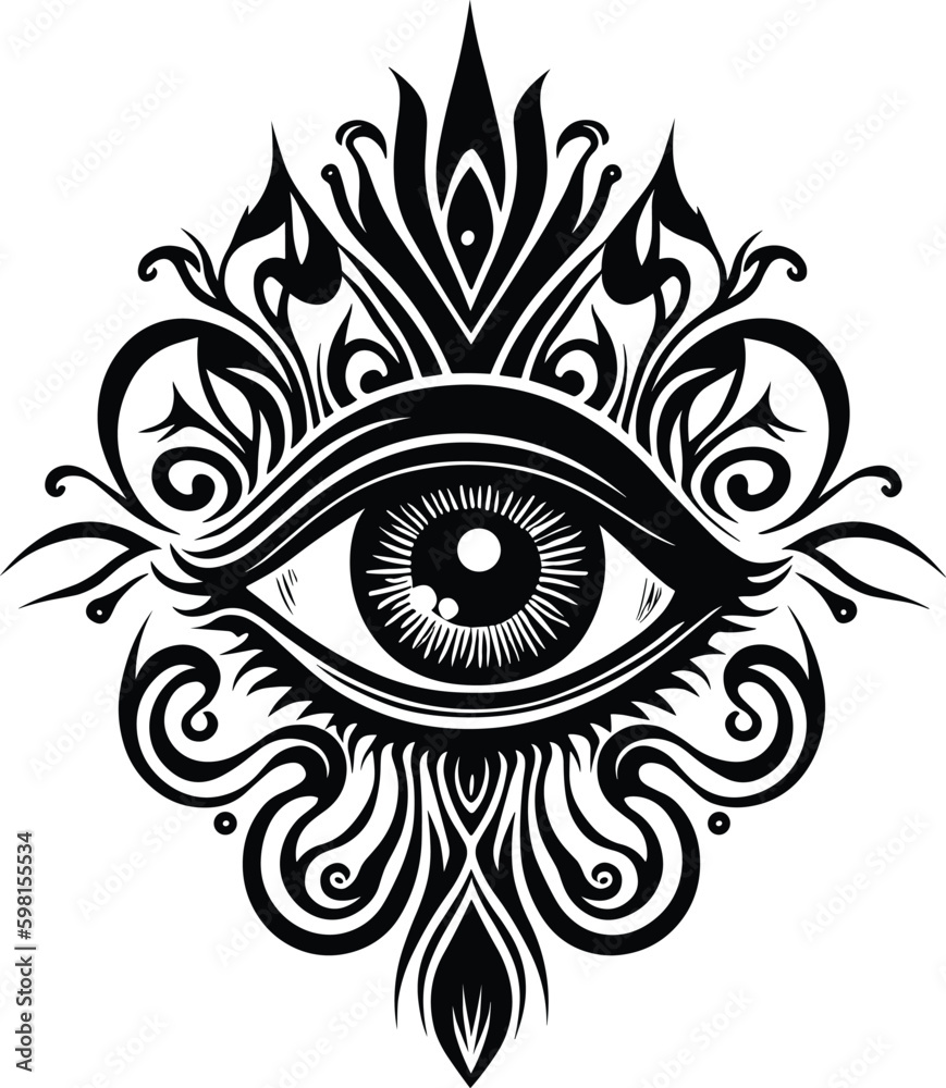 All seeing eye line art tattoo. Vision of Providence emblem, symbol ...