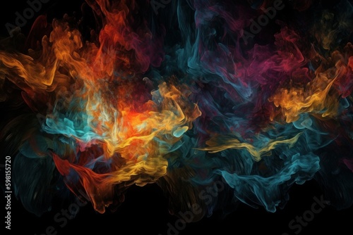 Vibrant Flames of Colorful Abstraction, Generative AI
