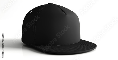 Images of black baseball cap isolated on white background. 3d rendering.