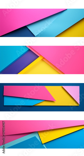Abstract colorful gradient geometric banner with copy space. Modern blue, yellow, pink post it sticker notes design. Horizontal set for header, website web design, Social Media adds. Generative AI Free Download Abstract colorful gradient geometric banner with copy space. Modern blue, yellow, pink post it sticker notes design. Horizontal set for header, website web design, Social Media adds. Generative AI - GFXLoad