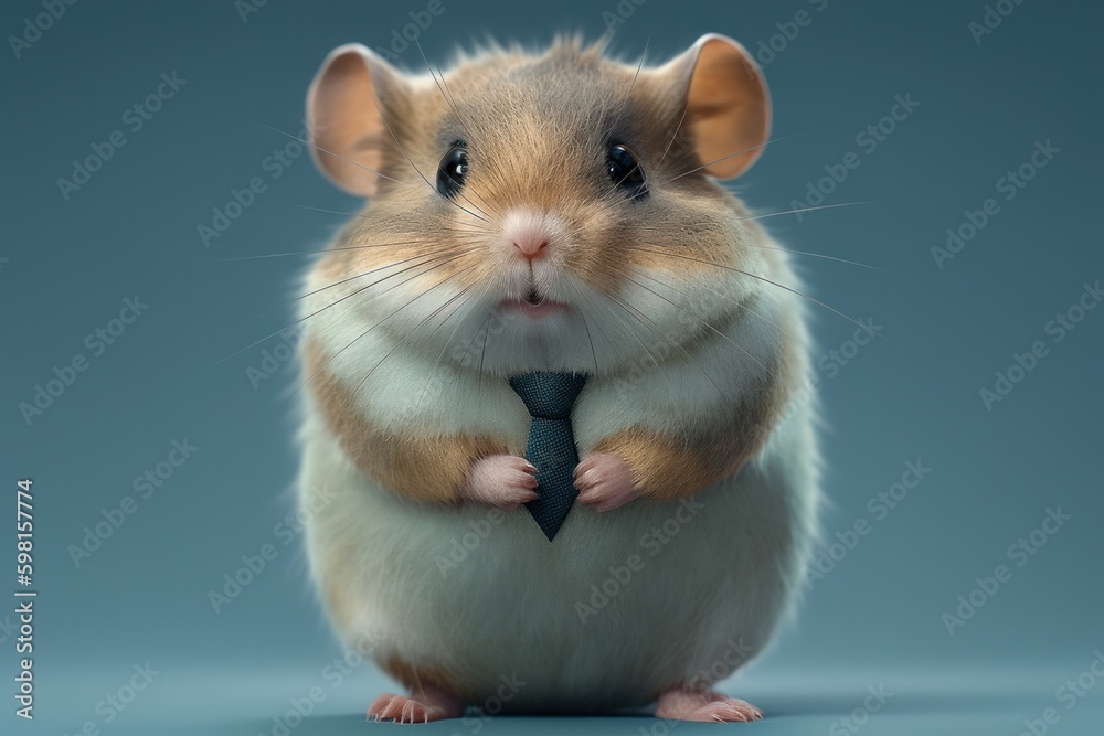 Funny cute surprised hamster close up. AI generated, human enhanced