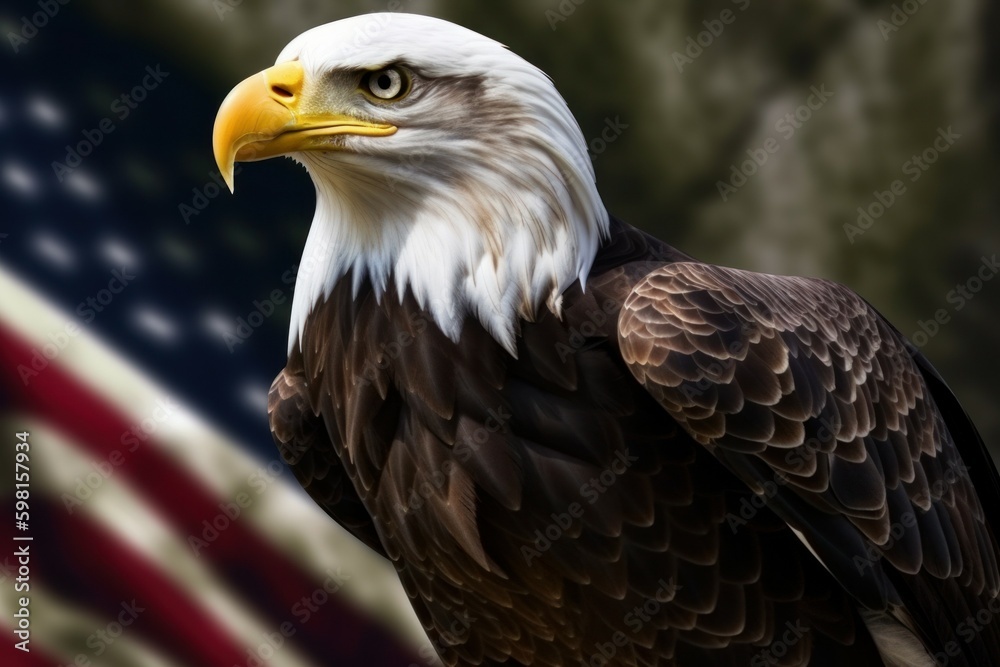 Bald eagle, Haliaeetus leucocephalus. The official national symbol of the United States. AI generated, human enhanced Bald eagle, Haliaeetus leucocephalus. The official national symbol of the United States. AI generated, human enhanced
