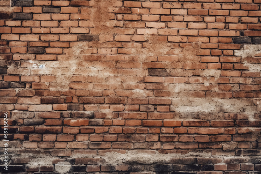 Fototapeta premium Old Brick Texture Wall, Background Aged Pattern Generative AI