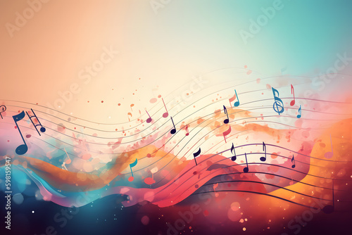 Multicolored musical abstract background. Neural network AI generated art
