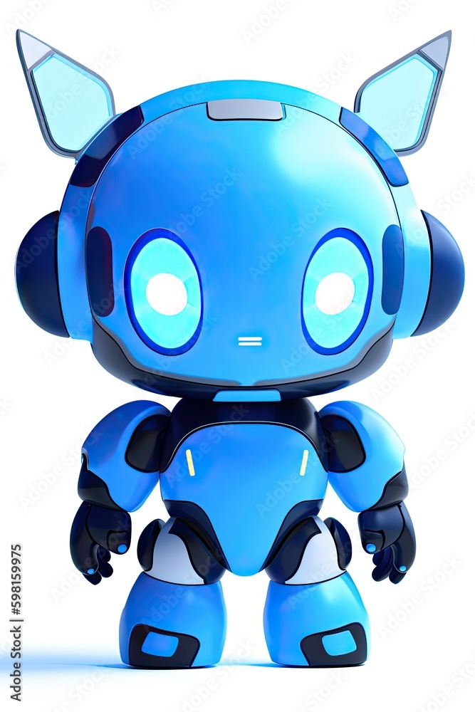 A robot with blue eyes and a white background Created using generative AI tools A robot with blue eyes and a white background Created using generative AI tools