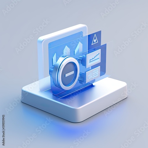 A blue display with a warning sign on it Created using generative AI tools
