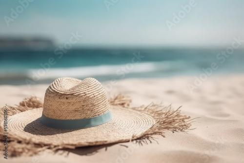 photo of beach holiday mockup background. AI generative