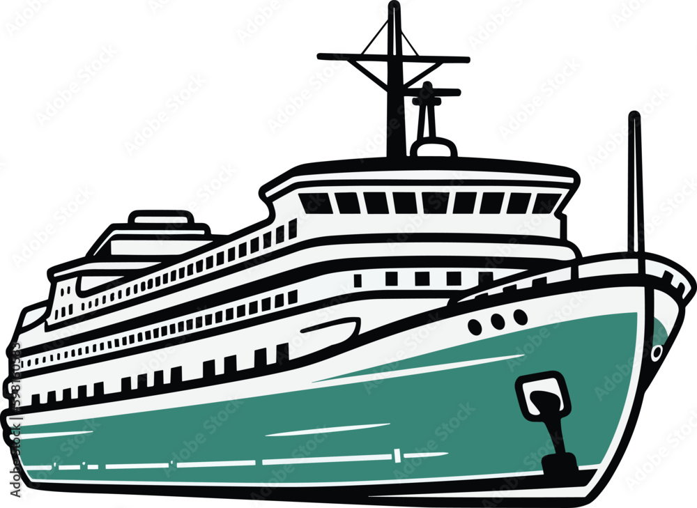 Ferry. Passenger ship. Isolated Vector illustration.