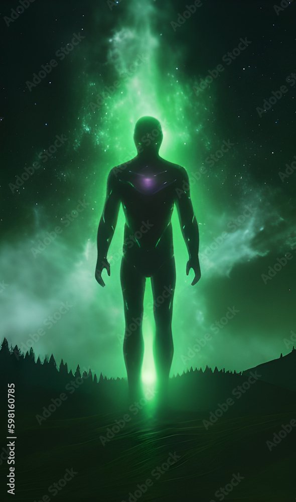 Green man in the night Green man in the night