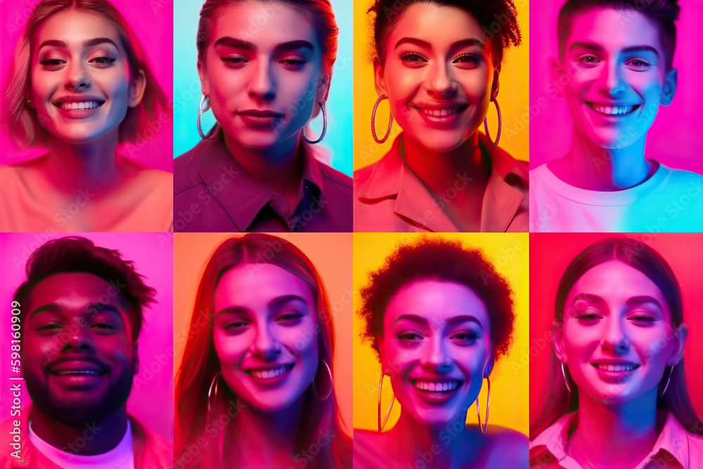 A group of people with different facial expressions
