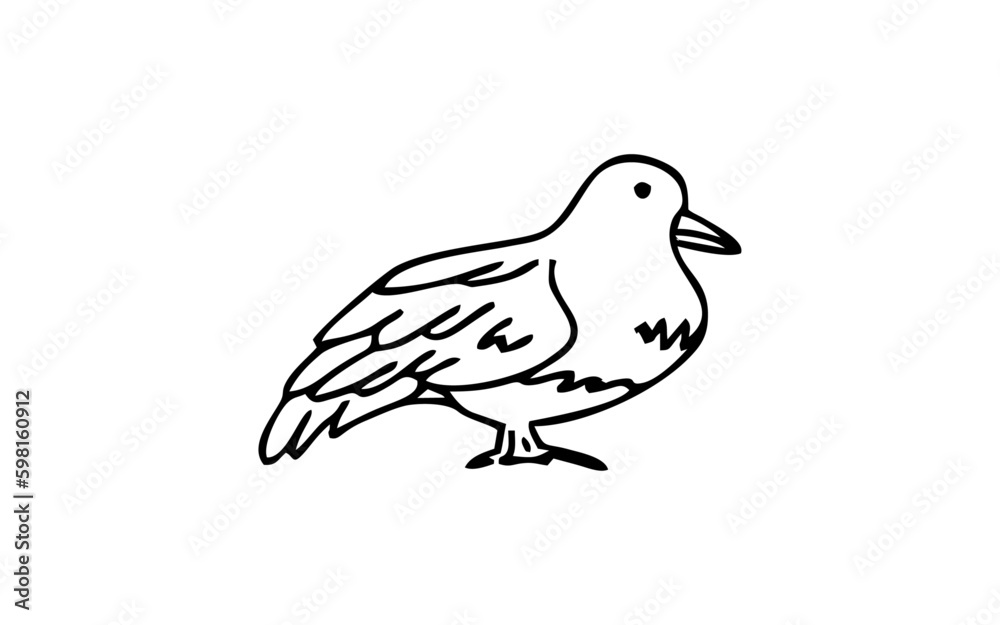 Fototapeta premium BIRD Doodle art illustration with black and white style.
