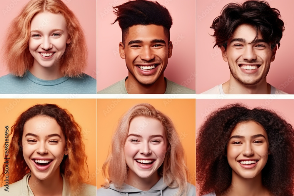 A group of people with different facial expressions A group of people with different facial expressions