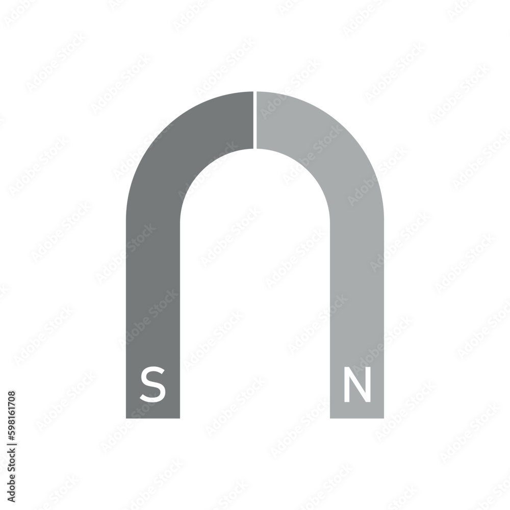 U-shaped magnet. polar magnet diagram. scientific vector illustration isolated on white background. U-shaped magnet. polar magnet diagram. scientific vector illustration isolated on white background.